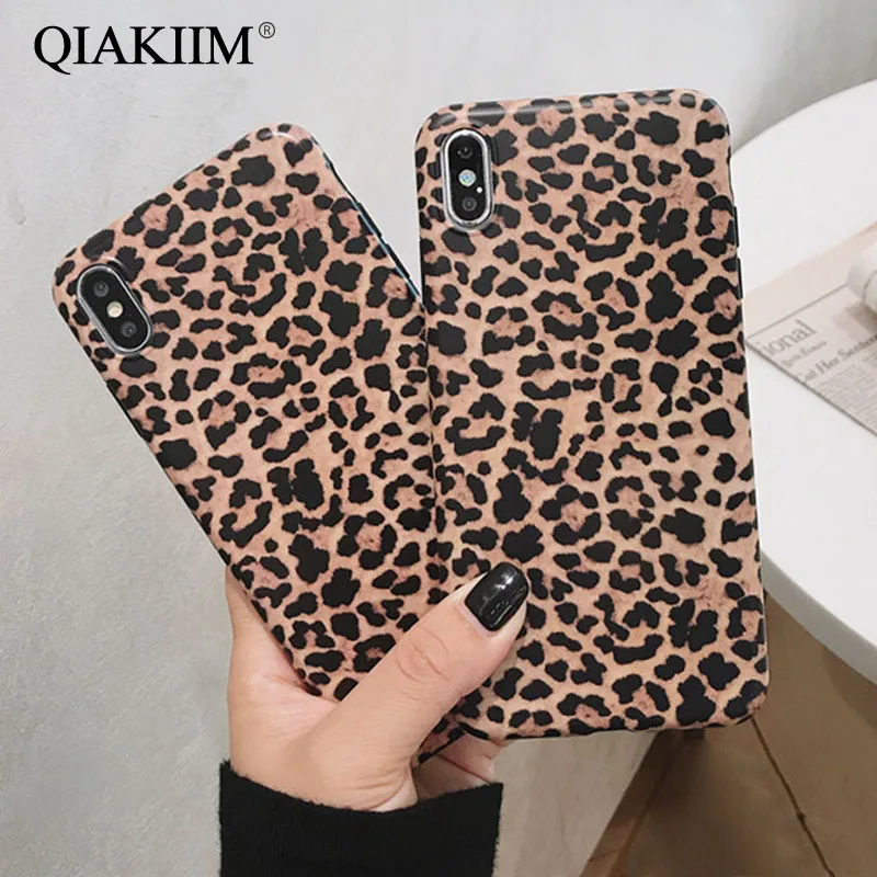

Fashion Retro Leopard Print Phone Cases For iPhone XS Max XR X XS 6 6S 7 8 Plus Case Luxury Matte Soft IMD TPU Back Cover Capa