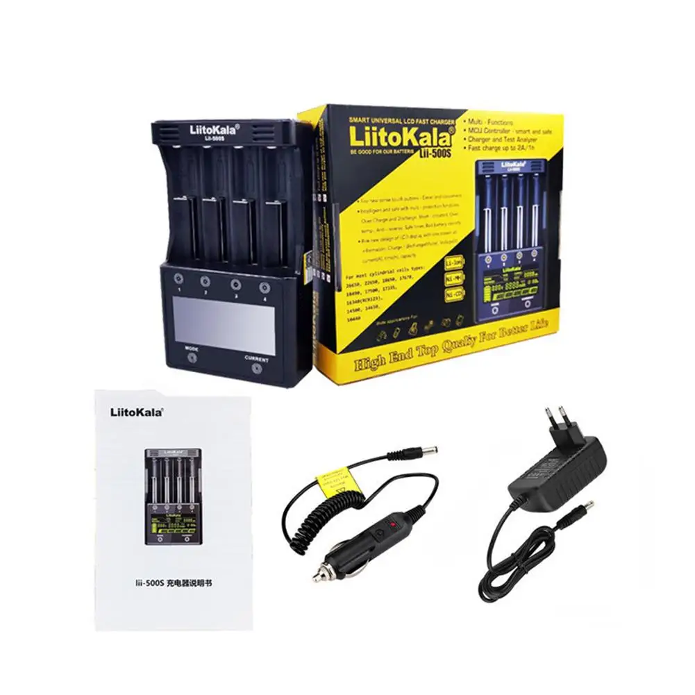 

LCD Lithium Battery Charger With 4 Battery Slots Touch Control Capacity Measurable Charging Adapter