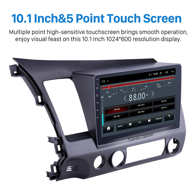 Seicane 10.1 Inch 2Din Android 8.1 Car Radio Quad-Core HD 1024*600 Tochscreen GPS Multimedia Player