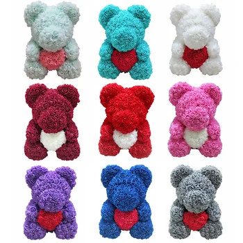 

2019 Hot Sale 38cm Bear of Roses Artificial Flowers Home Wedding Festival DIY Cheap Wedding Decoration Gift Box Wreath Crafts
