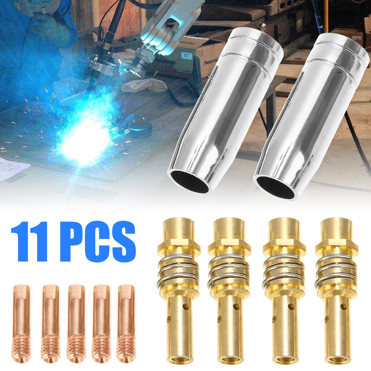 

11pcs/Set 0.8mm 0.030 Nozzles Contact Tips Holders Welding Tool Accessories MIG Welder Consumable Fit for 15AK Welding Torch