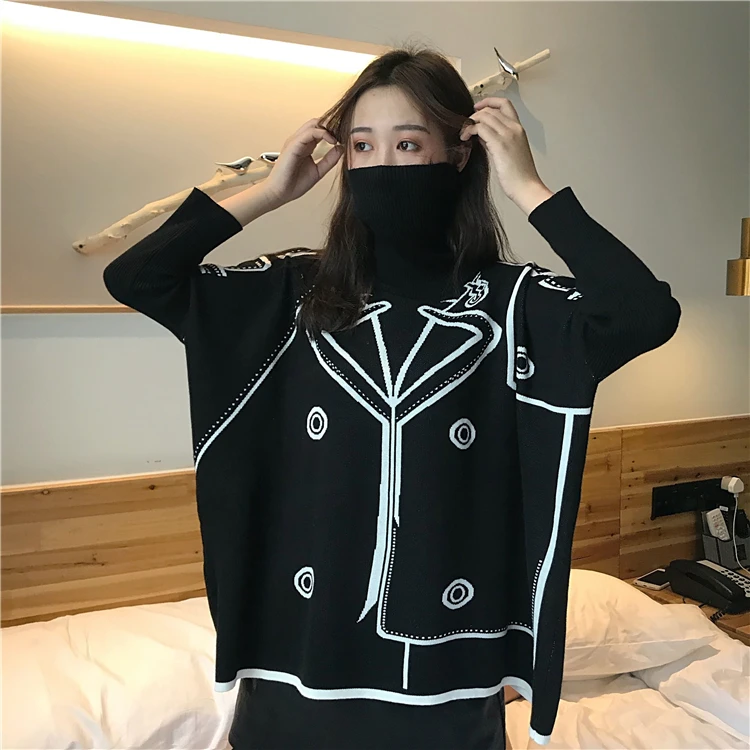 

sweaters fashion 2018 women Women's Clothing knitted sweater fall winter brand streetwear turtleneck fashion black top plus size