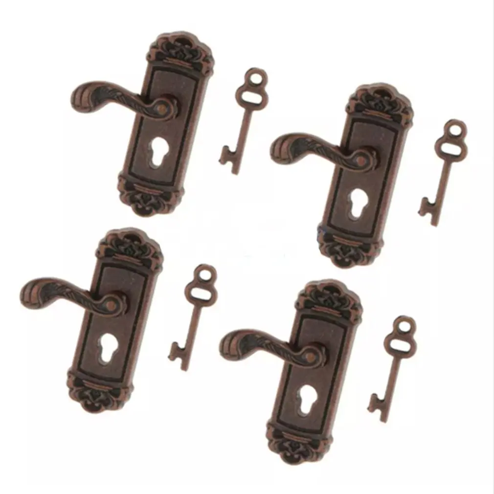 

4 Pair 1/12 Scale Dollhouse Furniture Mini Dolls House Door Handles Left
