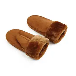 Для женщин для девочек зимние теплые варежки перчатки трикотажные с флисовой подкладкой Термальность толстые перчатки