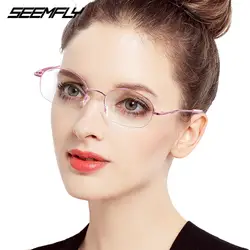 SEEMFLY модные полуоправы очки для чтения женщин леди памяти ноги металлические полуоправы очки для мужчин и женщин унисекс сверхлегкие очки