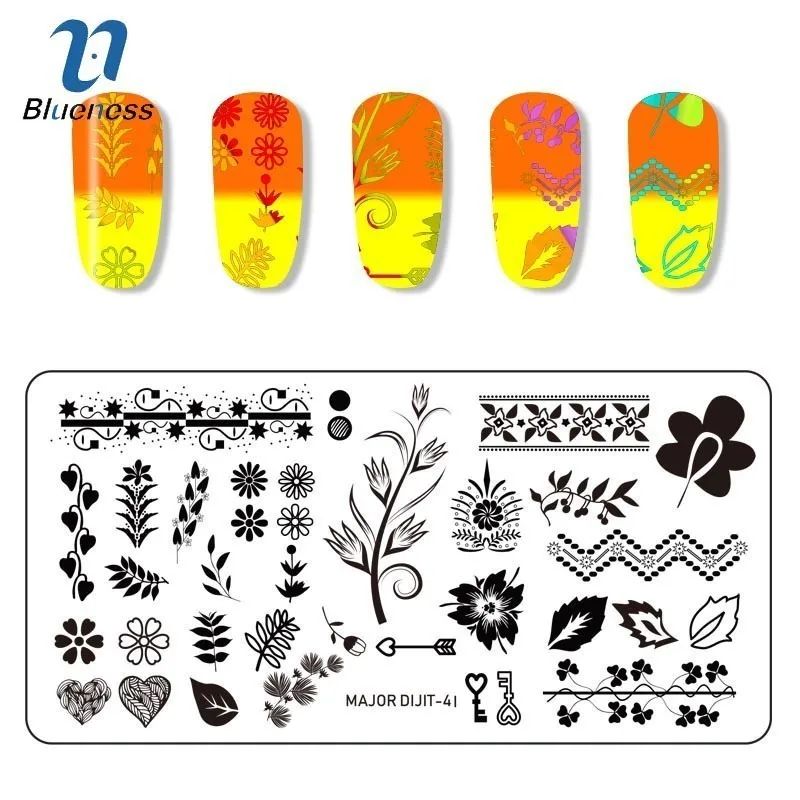 us 2 49 49 off blueness 1pc nail art stamp templates image print plant animal lace nail art diy nail plate digital print stencil beauty tools in stamp templates
