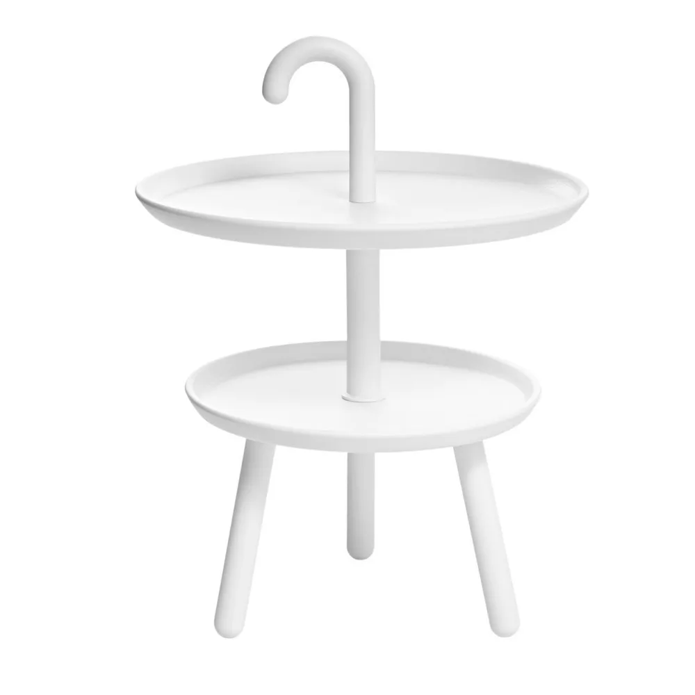 SoBuy FBT71-W ، 2 تيير جولة البلاستيك طاولة جانبية الشاي طاولة القهوة أريكة تتحول لسرير نهاية الجدول