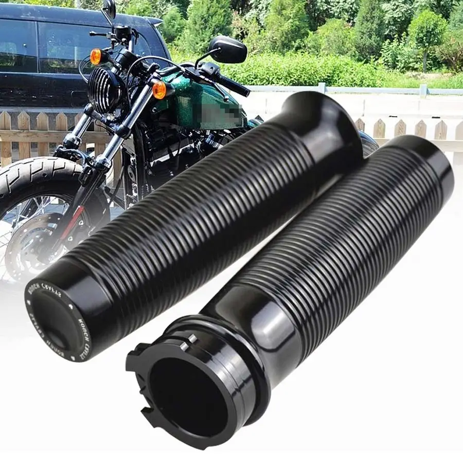 

Motorcycle Black Rough Crafts 1" 25mm Handlebar Grips Hand Grips Fits For Harley Sportster XL1200 883 48