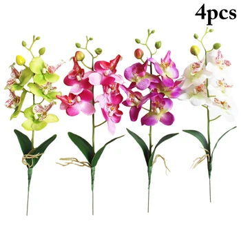 

4PCS Artificial Flower Phalaenopsis Fake Phalaenopsis Artificiel Butterfly Orchid Bouquet Flower Fashion DIY Wedding Home Decor