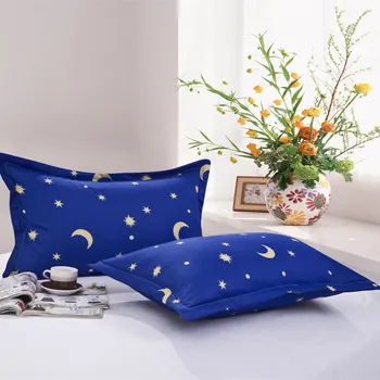 

1 Piece Moon Stars Pillow Case Cover Blue Color Pillowcase Bedroom Use 100% Polyester Pillowcases For Children Adults XF340-7 50