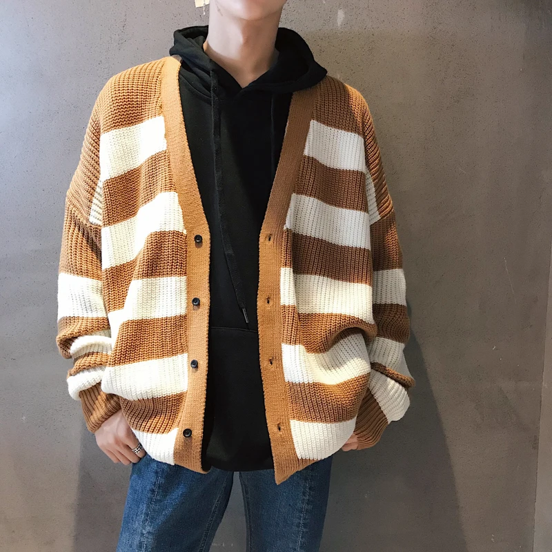 Мужской повседневный свободный свитер в Корейском стиле с длинными рукавами