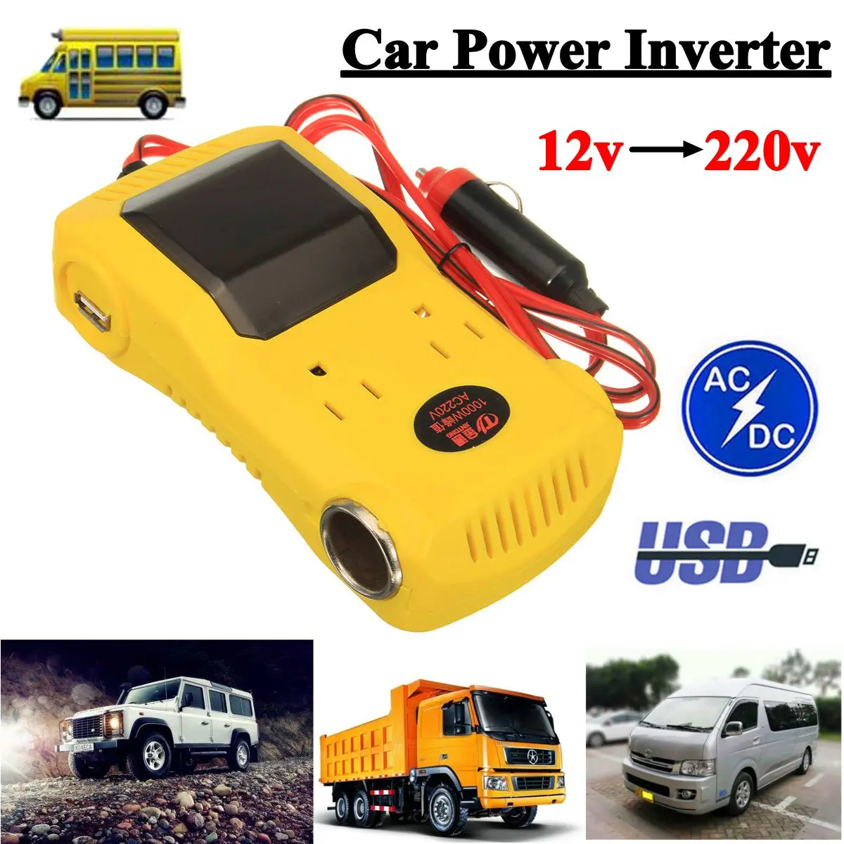 KROAK 1000 W Auto Power Inverter 12 V DC Zu 220 V AC Converter LCD Display Dual USB KROAK 1000 W Auto Power Inverter 12 V DC Zu 220 V AC Converter LCD Display Dual USB