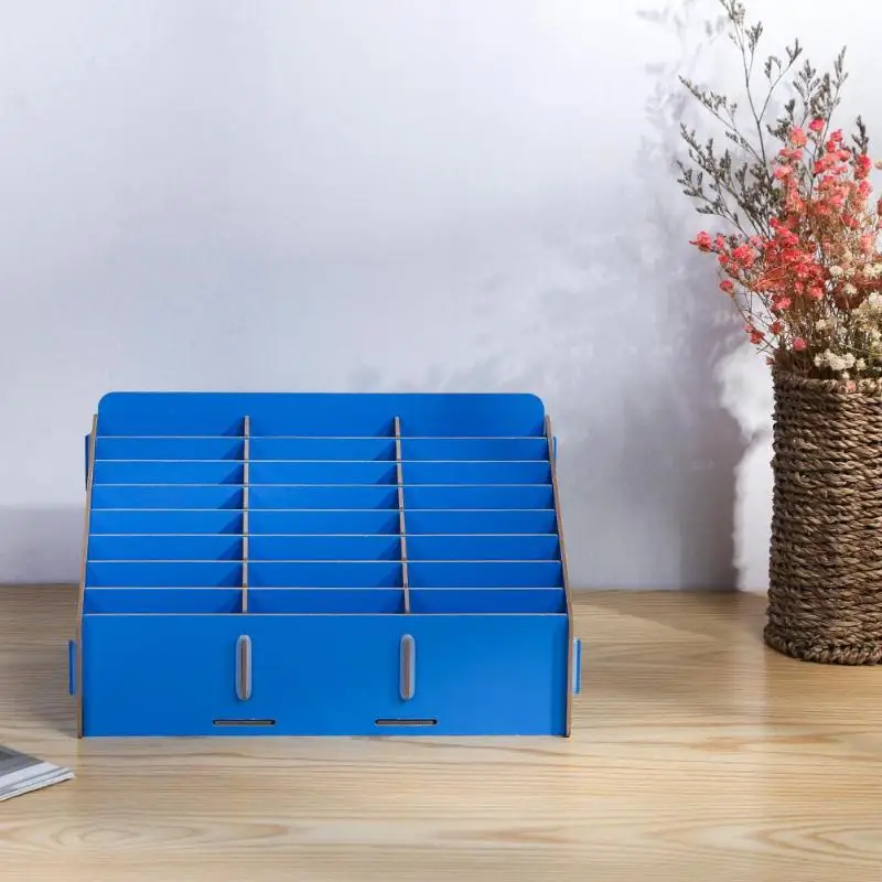 

24 Lattice Wooden Mobile Phone Management Storage Box Office Desktop Grid