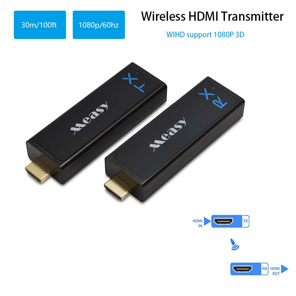 Measy беспроводной HDMI передатчик и приемник HDMI удлинитель до 30 м/100 футов поддержка 1080P 3D видео для проектора HDTV монитор