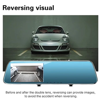 

1080P dual lens touch screen car DVR rearview mirror camera dash cam recorder