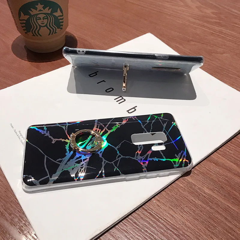 For Samsung S9 Plus Case Luxury Marble Ring Holder Phone Case Cover for Samsung S7 S8 S10 Plus S10E Etui Note 8 Note 9 TPU Coque