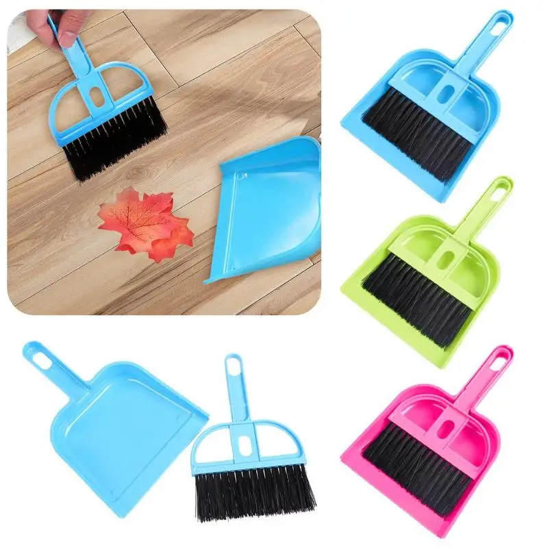 6 Sets Plastic Mini Broom Cleaning Tool Sweeping Tool Dustpan for Office 