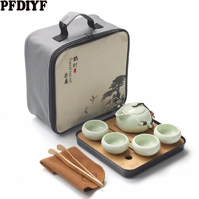 Chinese Travel Kung Fu Tea Set Ceramic Portable Teapot Porcelain Teaset