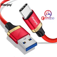 Marjay Тип usb C кабель для huawei P20 lite Quick Charge 3,0 Тип usb-C мобильный телефон кабели для Samsung S9 usb-кабель для Xiaomi