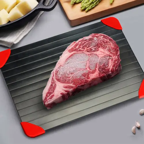 Aluminum Thawing Plate Fast Defrosting Tray Thaw Defrost Meat or Frozen Food Defrosting Trays Aluminum Thawing Plate Fast Defrosting Tray Thaw Defrost Meat or Frozen Food Defrosting Trays