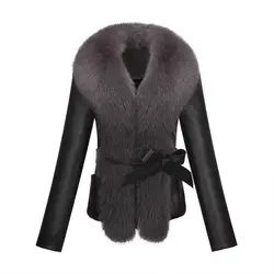 Зимняя куртка женская одежда имитация лисы мех меховой воротник пальто 2019 новые имитация овечьей кожи женские пальто