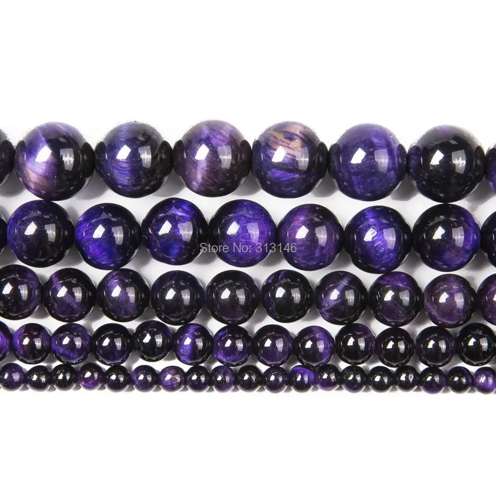 

Natural Round Gem Loose Healing Purple Tiger Eye Agate Stone Strand Bead for DIY Bracelet Necklace Jewelry Making 4/6/8/10/12mm
