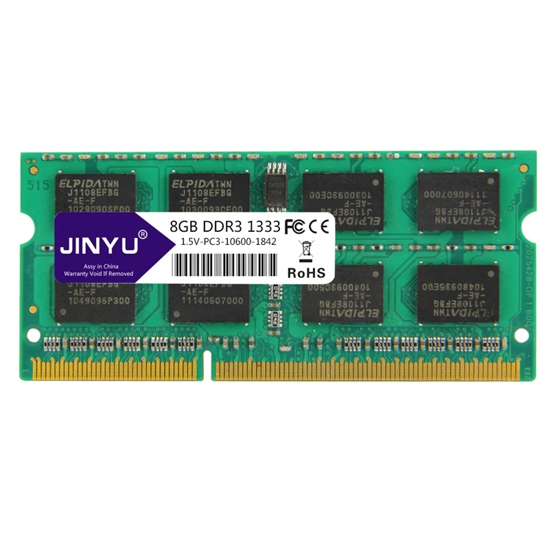 

JINYU DDR3 8G 1.5V 204 Pin RAM Memory for Laptop 1333MHz