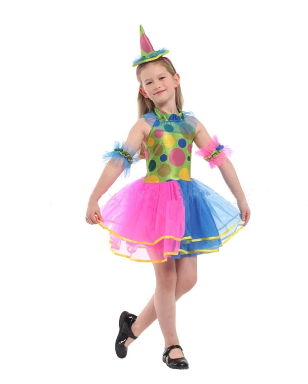 

Purim Cosplay Girl Funny Clown Costume Fancy dress Halloween Children Circus Clown Carnival