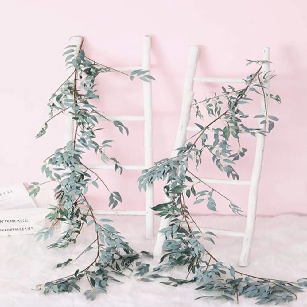 

2x 1.7m Artificial Willow Leaves Vine Leaf Garland Plants Vine Fake Foliage Flowers Home Decor Plastic Artificial Flower Rattan