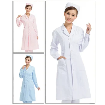 

Rushed Scrubs Medical Uniforms Nurse Long Sleeved Female Winter Dress Coat Short Doll Collar Thickened Student Work Suit