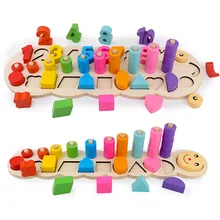 3 In1 Форма цифровой бревно деревянные детские развивающие деревянные математические игрушки Образование по методу Монтессори игрушки раннее образование Радуга пончик