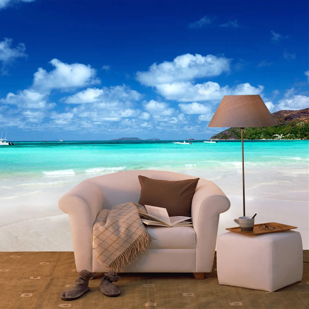 Resort Beach Yacht Wall Mural Beautiful Sea Landscape Home Decorate Living Room Eldder's room Sofa TV Bedroom Backdrop | Обустройство