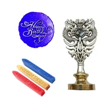 Фирменная индивидуальная восковая печать комплект печатей с днем рождения металлический Дракон ручка подарок винтажный пакет свадебные приглашения печать