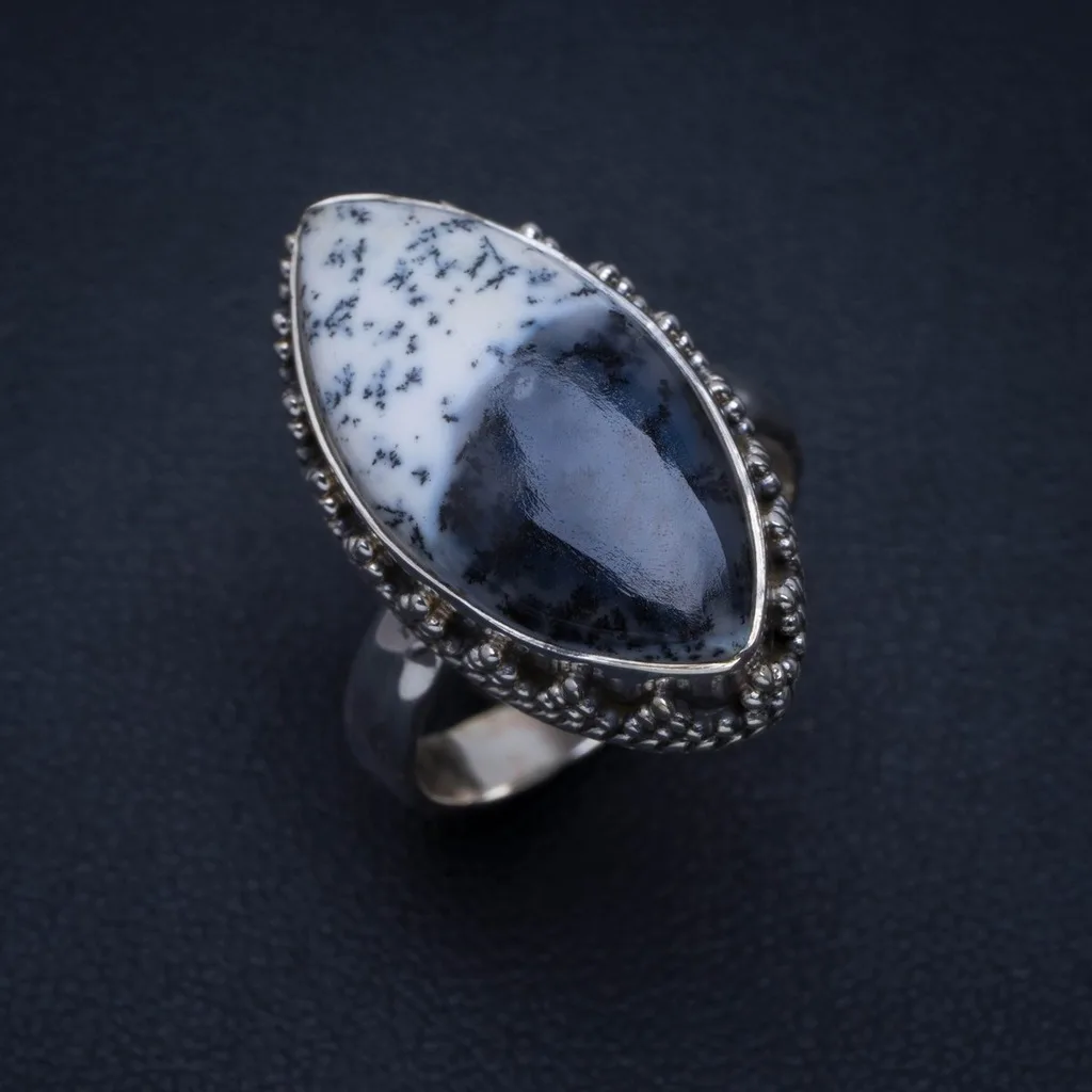 

Natural Dendritic Opal Handmade Unique 925 Sterling Silver Ring 7.25 A4092