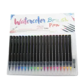 

20 Color Watercolor Pen Soft Pen Hook Mark Fine Line Point Colored Pens Art Water Based Assorted Ink Drawing