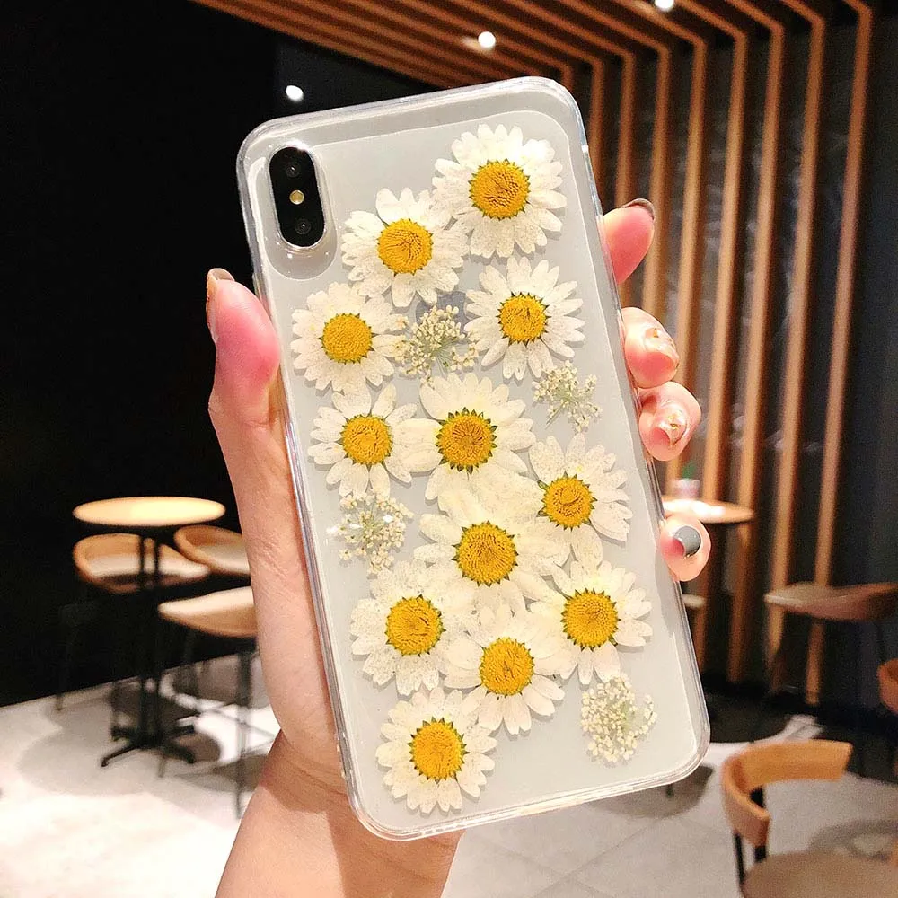 

KISSCASE Daisy Flowers Phone Case For iPhone 8 7 X XS XR Cases Dried Flowers Cover For iPhone 6S 6 Plus XS Max Soft Cute shell