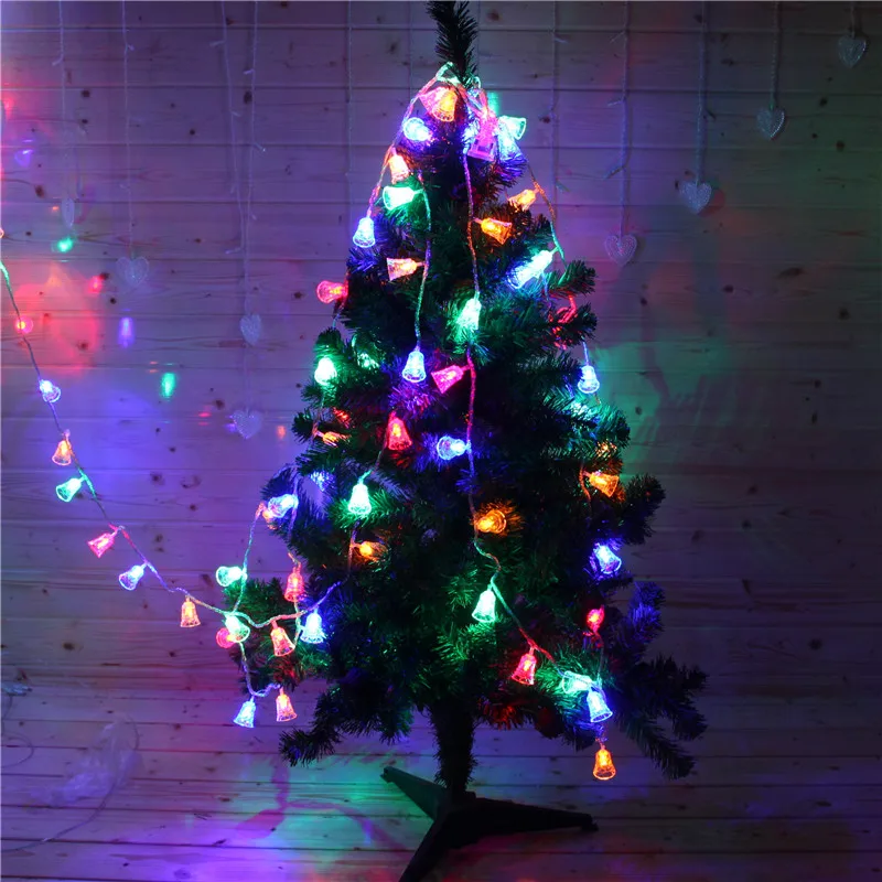 Bell Christmas tree Led String lamp 120CM 10leds color night light Powered by battery Festival Lantern party birthday decor HQ | Лампы и