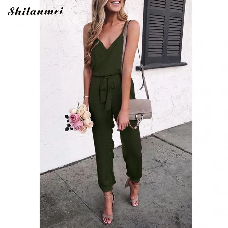 Fashion XXXL Plus Size Women Cotton Summer Sleeveless Solid Jumpsuit Sexy Deep V Female Casual Long Playsuit Backless Overalls Fashion XXXL Plus Size Women Cotton Summer Sleeveless Solid Jumpsuit Sexy Deep V Female Casual Long Playsuit Backless Overalls
