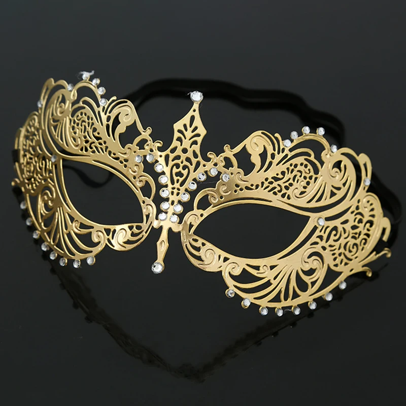 Роскошная золотая корона, венецианская металлическая лазерная резка, свадебная Маскарадная маска, танцевальный карнавальный костюм, Вечерние Маски