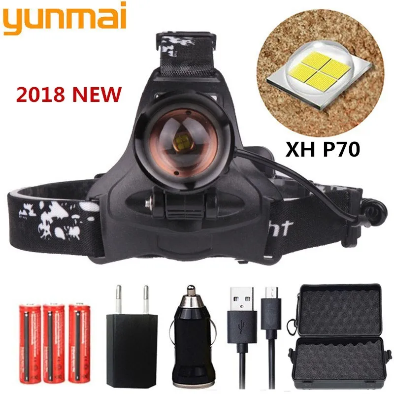 Yunmai фара 32 Вт чип XHP70 мощная 32000lum высокая мощность светодиодный налобный фонарь с