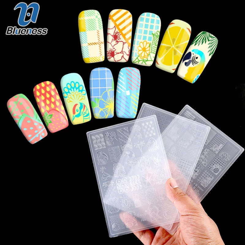 

Blueness 10.1*15cm Plastic Nail Art Decoration Template Transparent 3D Polish Stamping Plates Pattern Stencils Manicure Tools