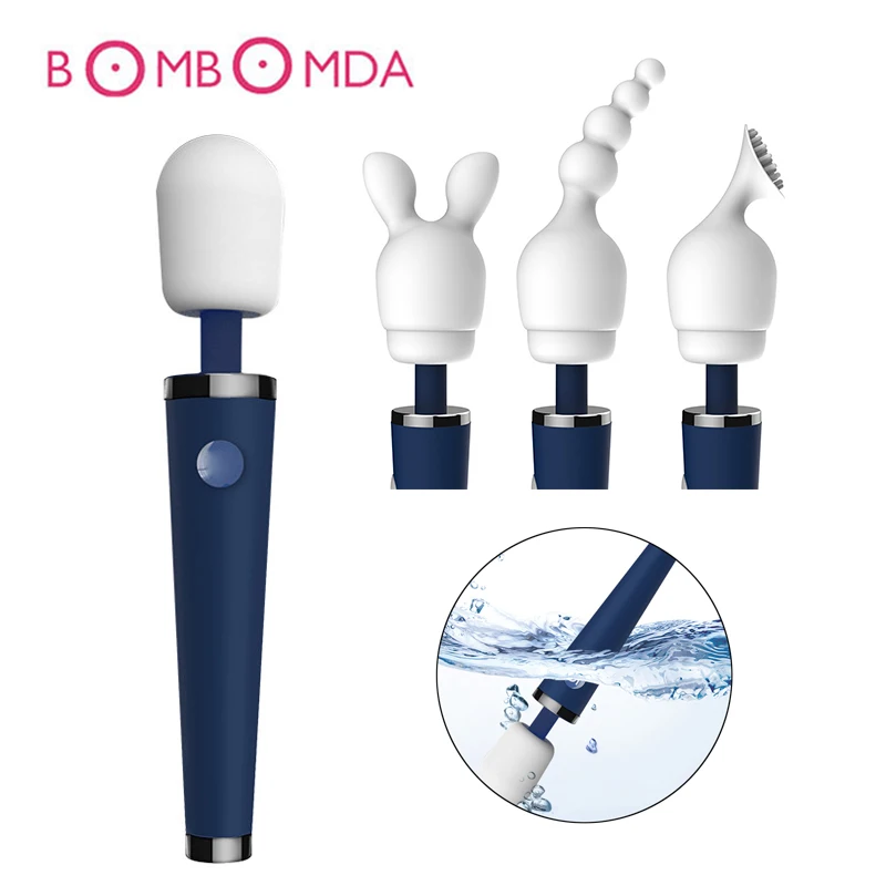 9 Speed Magic Wand AV Massager font b Dildo b font Clitoris Vibrators With 3 Headgear