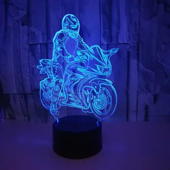 

3D Touch LED Night Light Creative Riding Motorcycle Colorful Changing Desk Lamp Bedroom Gift Decor Lights