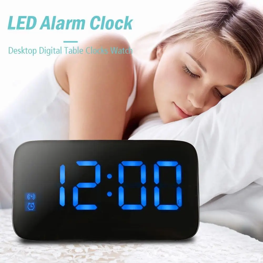 

LED Digital Electronic Display Watch Alarm With Large Backlight USB Snooze Clocks Voice Control Table Cable Desktop Home Decor
