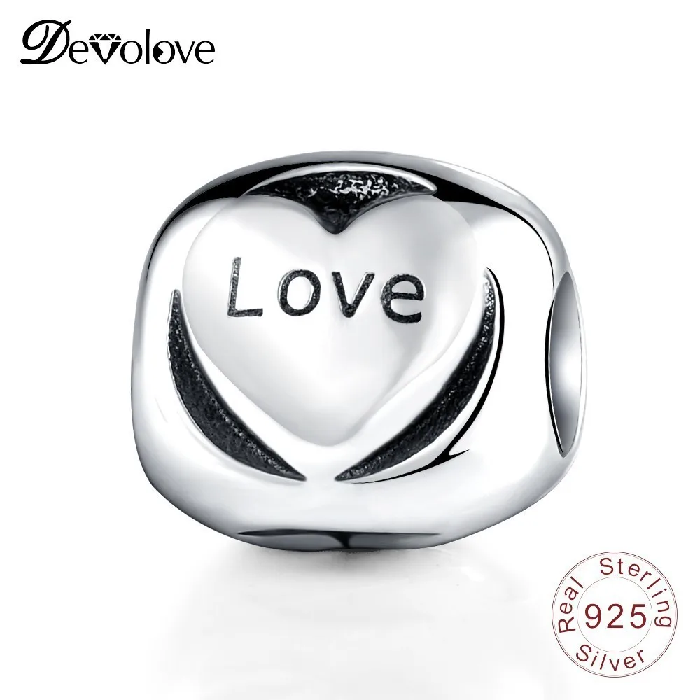 Devolove дропшиппинг Настоящее серебро 925 пробы Любовь Шарм бисера Fit Pandora браслет