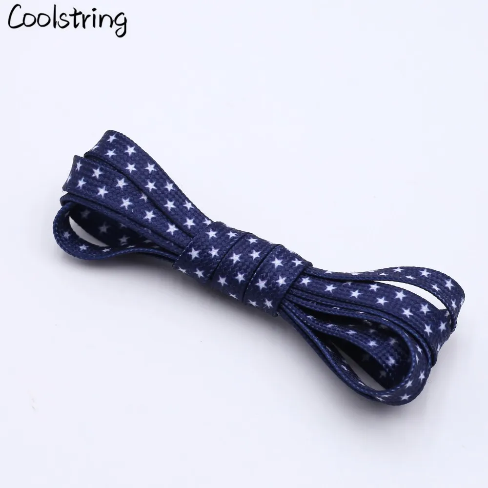 Coolstring Trend Personality Heat Transfer Shoelaces Sublimated Printed Blue White Star Printing Boot Laces For Sneakers Flats