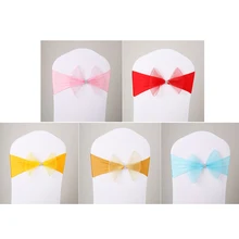 Лидер продаж накидка для стула из органзы лук Фэнтези лук эластичный стул пояса место заднюю крышку для Свадебная вечеринка Церемония банкета