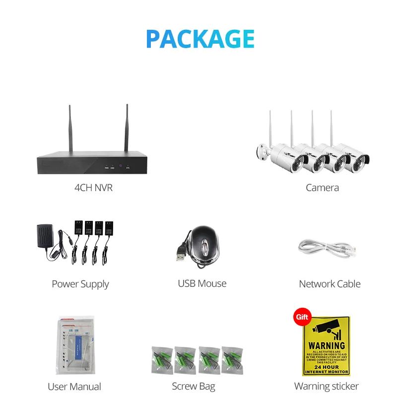 Wetrans cctv системный комплект для фотокамеры Wi Fi 1080 P NVR безопасности P2P беспроводной