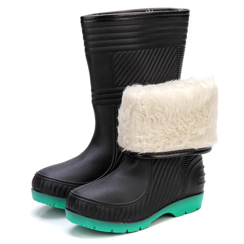 

Warm Rain Boots Men Winter Fishing Boots Car Washing Shoes Snow Boots Fishing Rubber Shoes with Plush