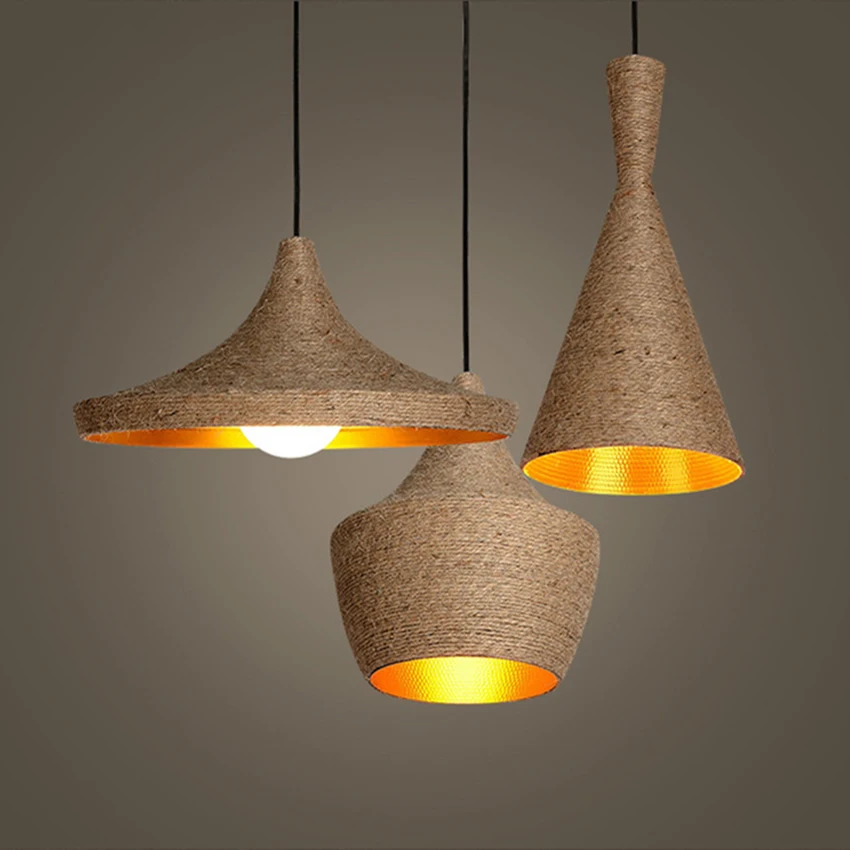 

Nordic Retro Art Linen Aluminum Hanging Lamp Cafe Bar Western Restaurant Bedroom Led Pendant Light Fixtures Luminaria Suspension